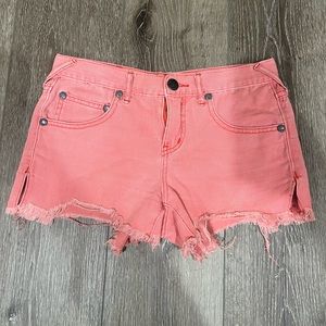 Free People Pink Cutoff Denim Shorts